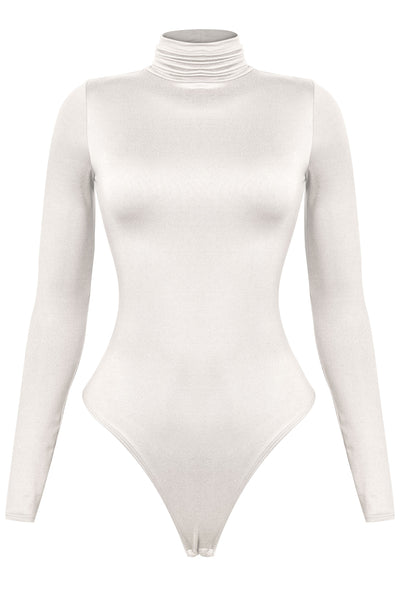 Long Sleeve Turtleneck Bodysuit Off White