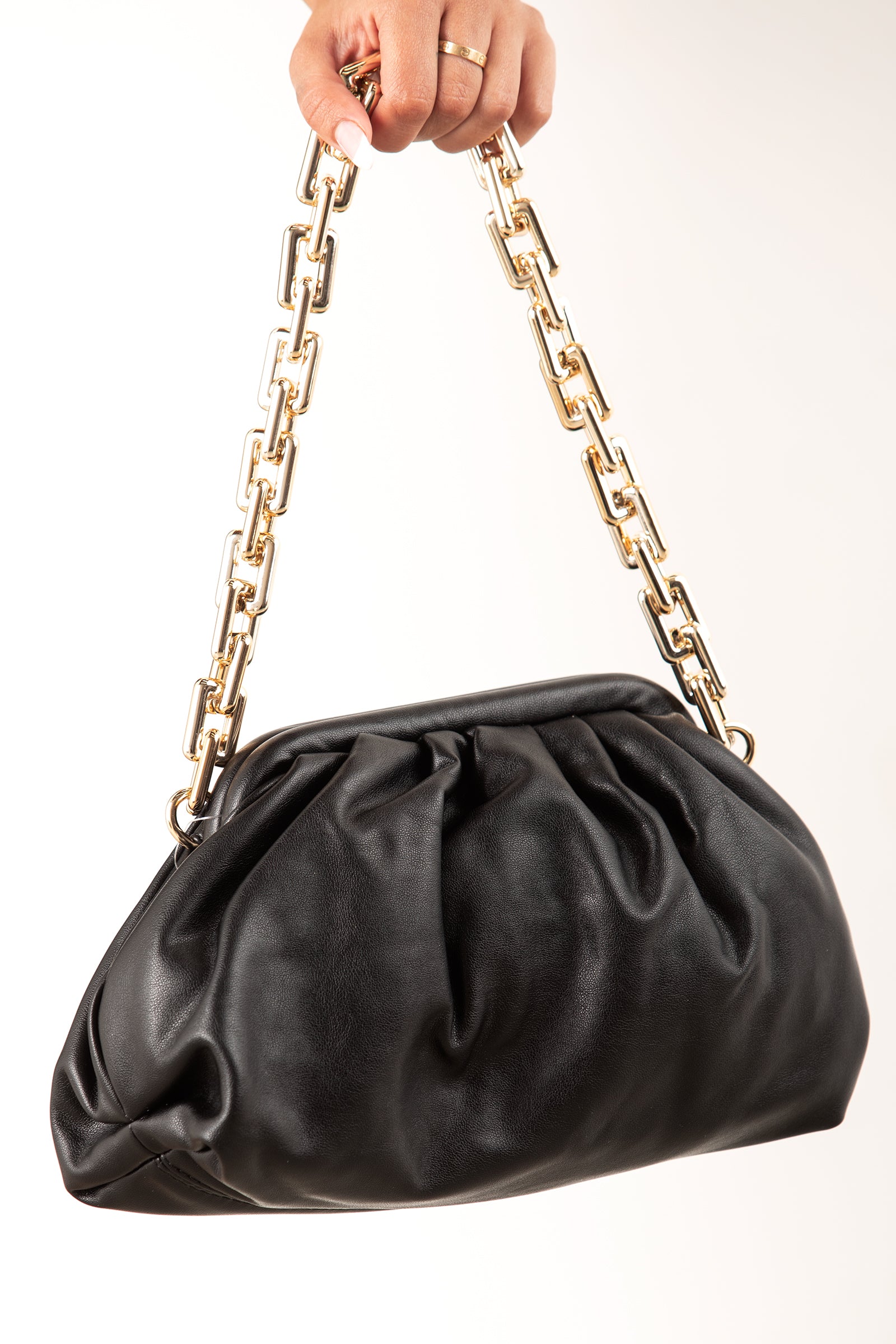 Black Ruched Shoulder Bag