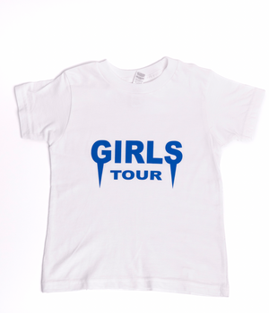 Girls Tour Kids Tee - White & Blue