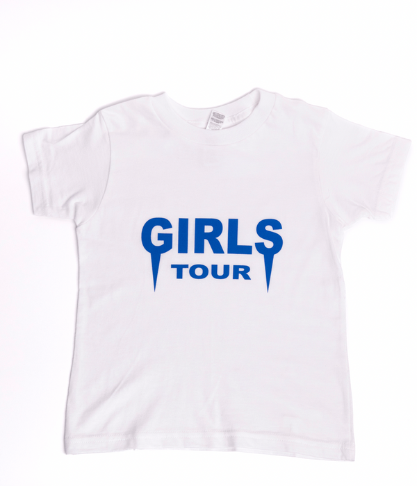 Girls Tour Kids Tee - White & Blue
