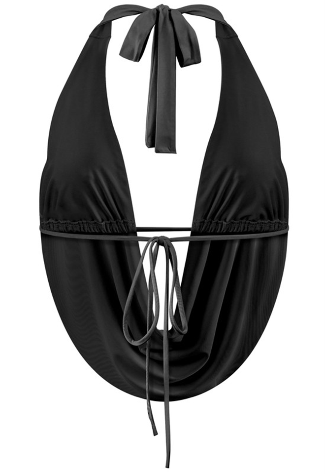 Black Halter Cowl Neck Top