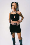 Halter Top Ruched Mini Skirt Set