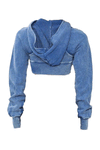 Blue Washed Cropped Zip Up Hoodie