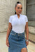 White Zip Up Smooth Mock Neck Tee
