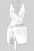 White Halter Front Slit Mini Dress