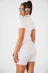 White Mock Neck Unitard