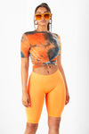 Neon Orange Seamless Biker Shorts