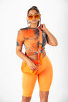 Neon Orange Seamless Biker Shorts