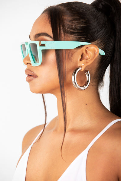 Green Square Retro Frame Sunglasses