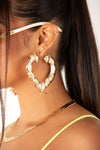 Gold Bamboo Heart Earrings