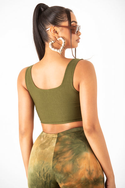 Olive Cropped Corset Tank