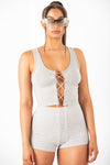 Grey Mini Cotton Biker Shorts