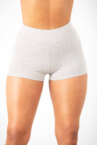 Grey Mini Cotton Biker Shorts
