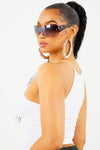 White Ribbed Elastic Strap Racer Tank