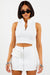 Sorella White Ribbed Zip Up Mini Skirt