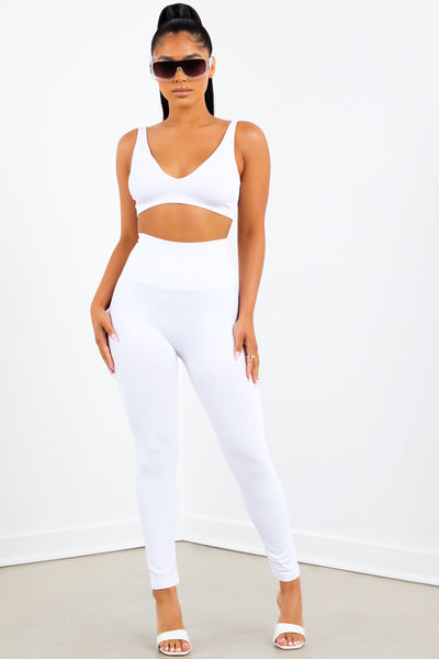 White Seamless Deep Neck Bralette