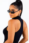 Black Basic Mock Neck Top