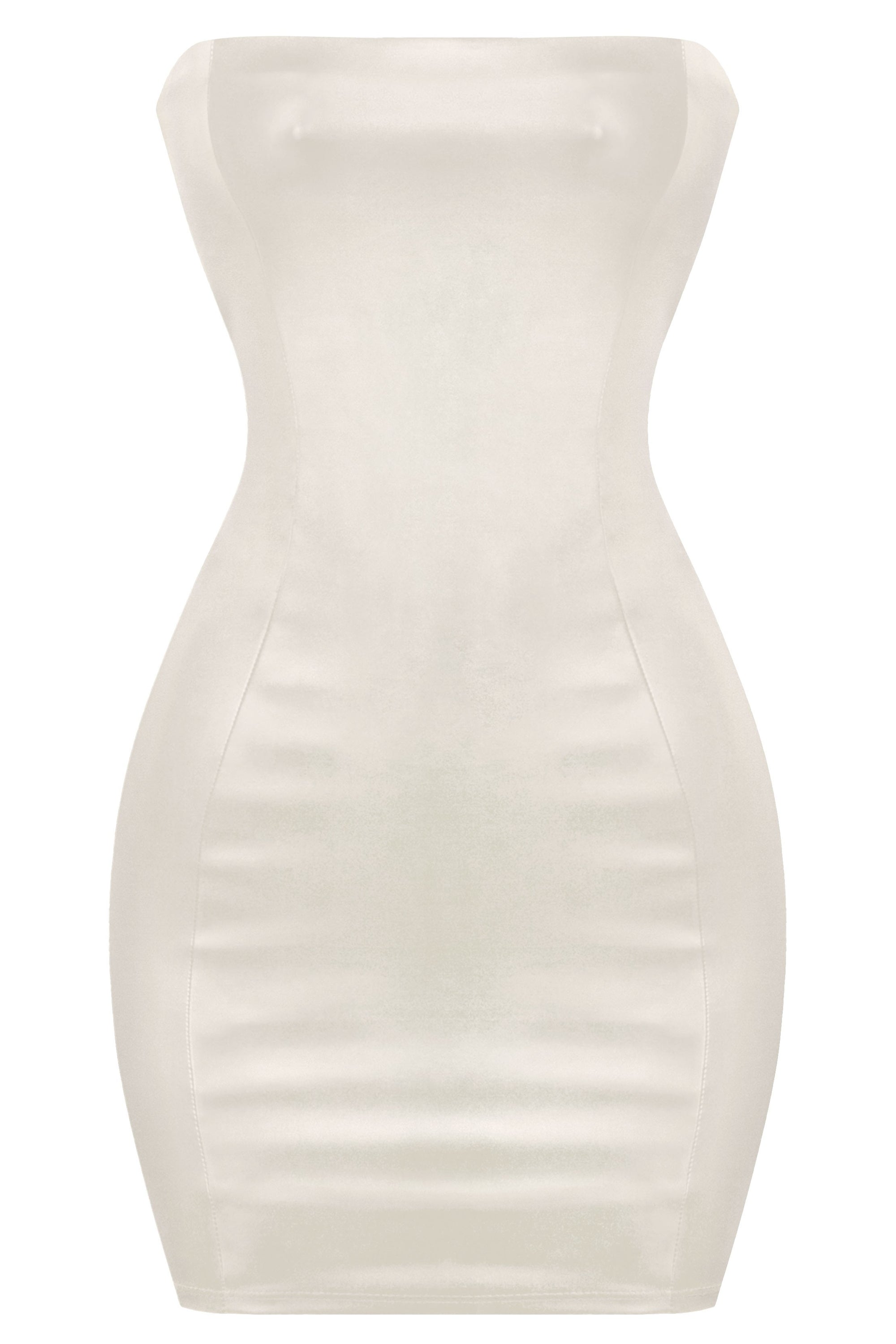Ivory Faux Leather Tube Top Mini Dress