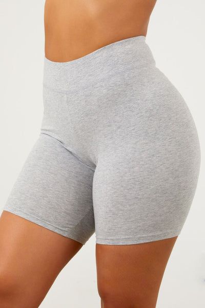 Grey Cotton Biker Shorts.
