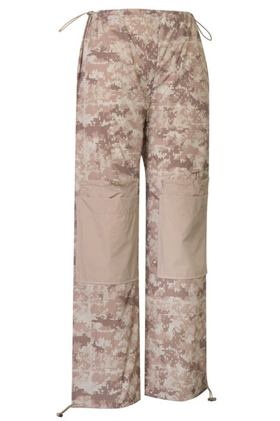 Multi Camo Print Parachute Pants