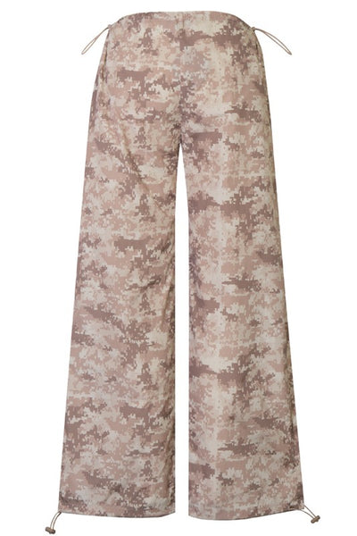 Multi Camo Print Parachute Pants