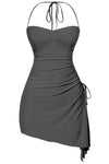 Halter A-Line Mini Dress Black