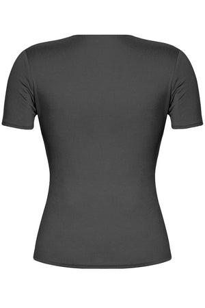 Black Short Sleeve V-Neck Solid Top