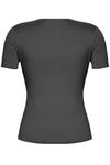 Black Short Sleeve V-Neck Solid Top