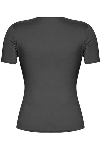 Black Short Sleeve V-Neck Solid Top