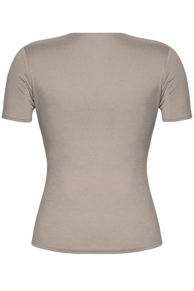 Stone Short Sleeve V-Neck Solid Top