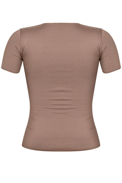 Mocha Short Sleeve Solid Top