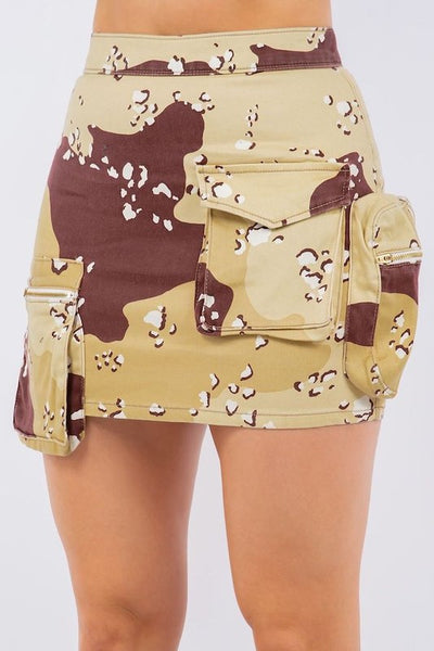 Pocket Cargo Camo Mini Skirt