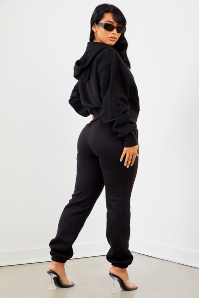 Black Solid Zip Up Jacket