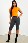 Charcoal Cotton Capri Biker Shorts.