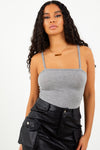 Basic Square Neck Bodysuit - Grey.