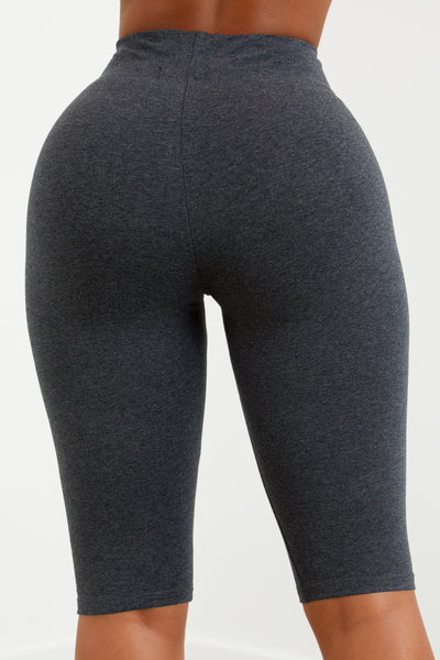 Charcoal Cotton Capri Biker Shorts.