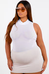 White Shape Sleeveless Mesh Bodysuit