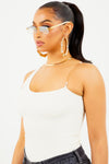Cream Basic One Shoulder Top