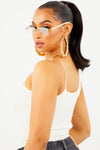 Cream Basic One Shoulder Top