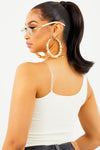 Cream Basic One Shoulder Top