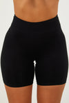 Black Cotton Biker Shorts.