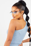 Bluestone One Shoulder Crop Top
