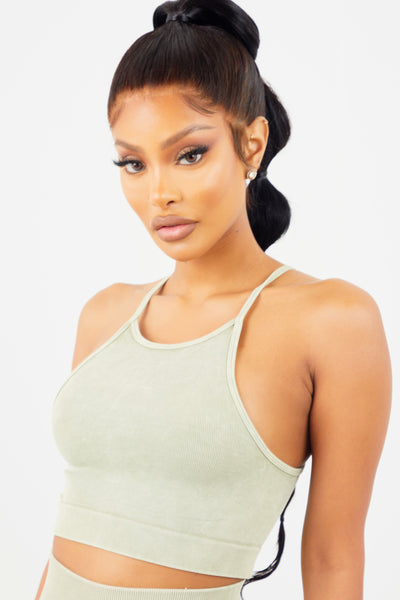 Pistachio High Neck Bra