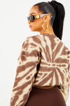 Brown Tie Dye Cropped Crewneck