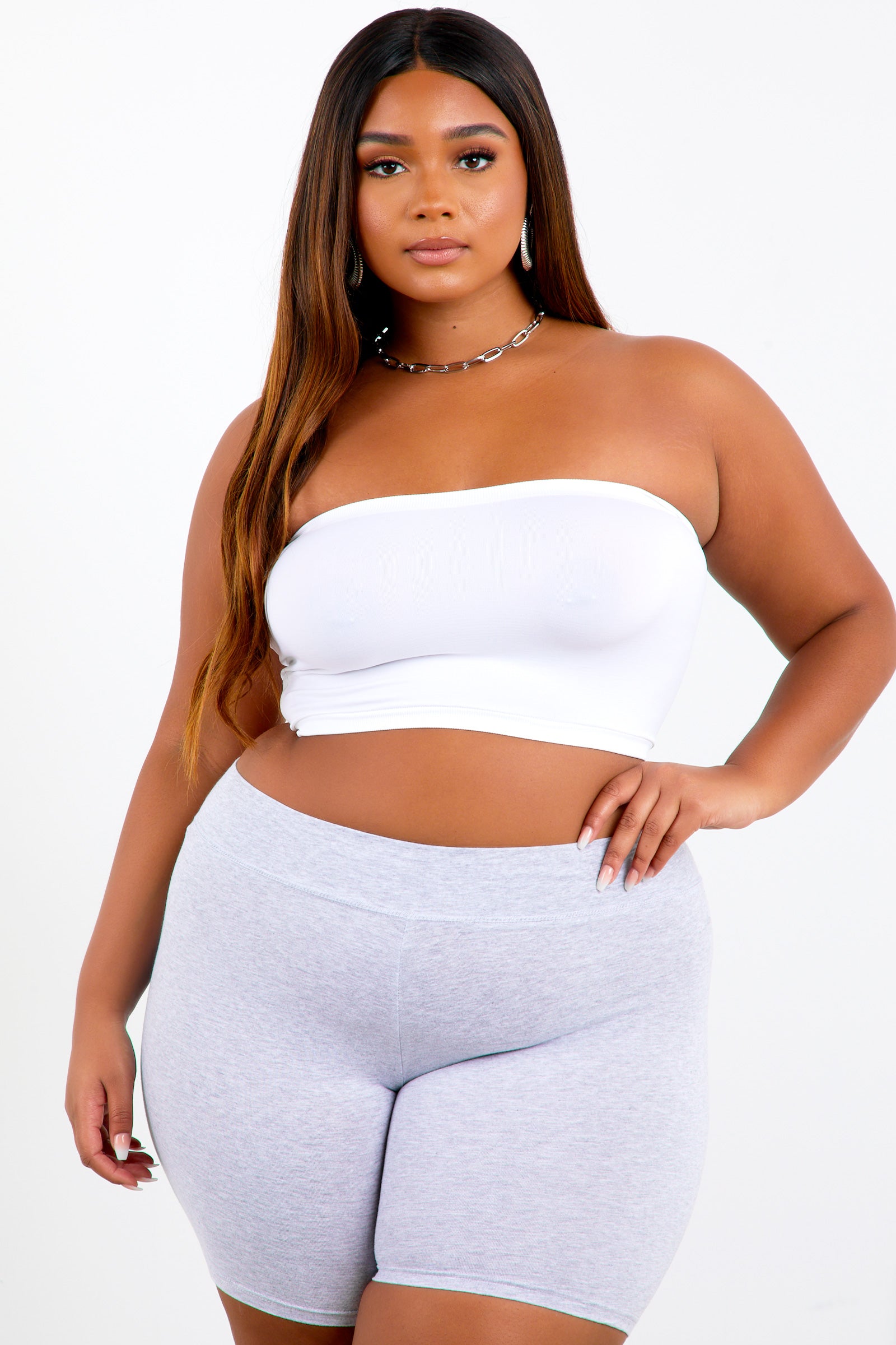 Grey Shape Cotton Biker Shorts sosorella