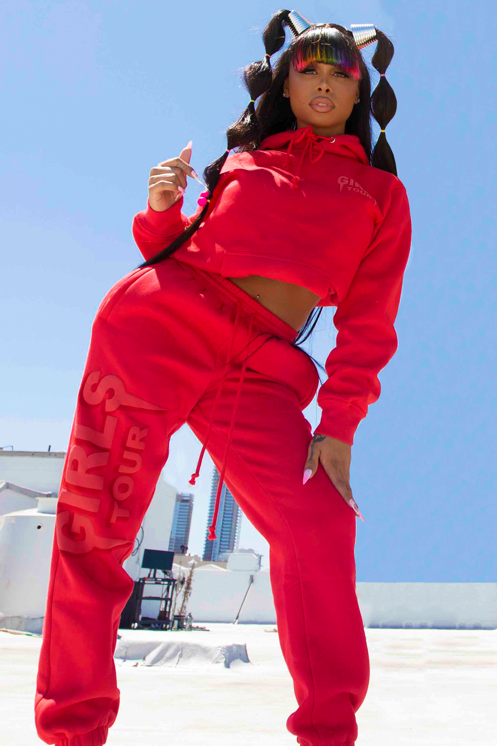 Girls red sweatpants hot sale
