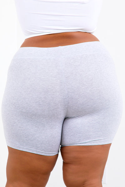 Grey Shape Cotton Biker Shorts