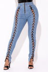 Lace Up Denim Jeans