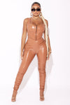 Camel Pu Leather Leggings