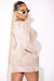 Marble Mesh Long sleeve Bodycon Dress Cream